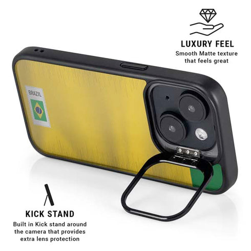 Brazil Soccer Flag iPhone 15 Kickstand Case